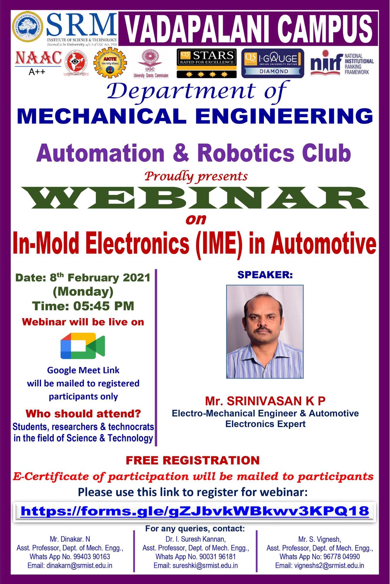 Webinar on In Mold Electronics in Automobiles 2021